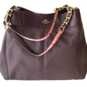 Coach Exotic Lexy Brown Oxblood Shoulder Bag